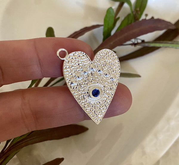 COLGANTE CORAZON LADEADO CRISTAL AZUL PLATA 3.2CM