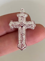 Cruz sagrado corazón 3,5cm Plata