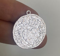 Medalla corazon con corona 2,5cm Plata