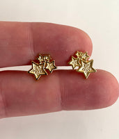 Aros 4 estrellitas 1cm oro