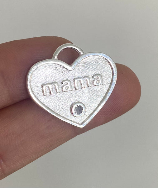 Colgante mamá con punto de luz 3,2cm Plata